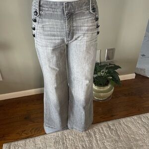 White House Black Market Gray Flare High-Rise Wide Leg Jeans